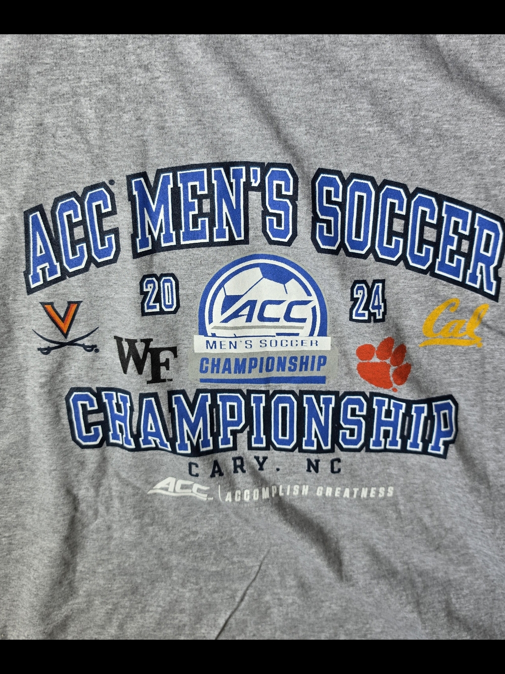 Champion Gray ACC Men's Soccer 2024 Championship Tee with Blue Graphics - Picture 2 of 6